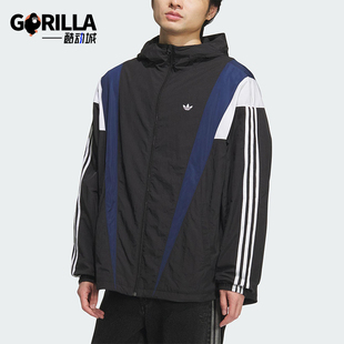运动梭织拼接连帽宽松外套KS3552 三叶草男士 Adidas 阿迪达斯正品