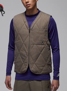 Nike/耐克正品JORDAN男士休闲V领保暖刺绣运动棉马甲HQ8680-040