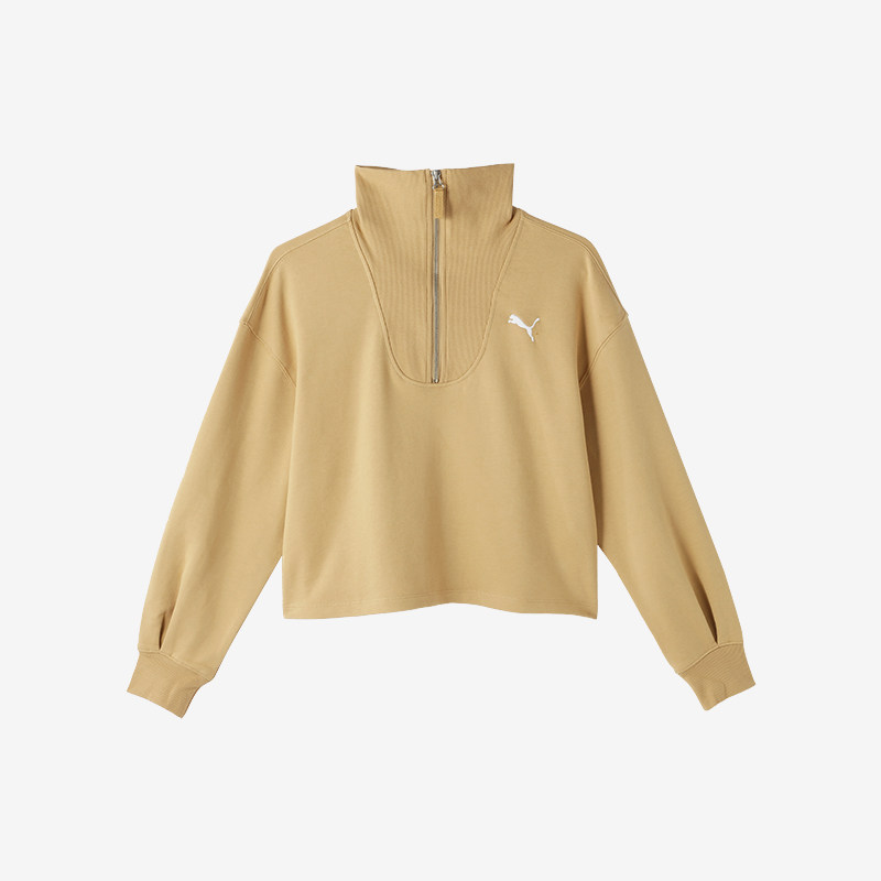 Puma/彪马正品当季新款女士复古立领休闲长袖短裤卫衣