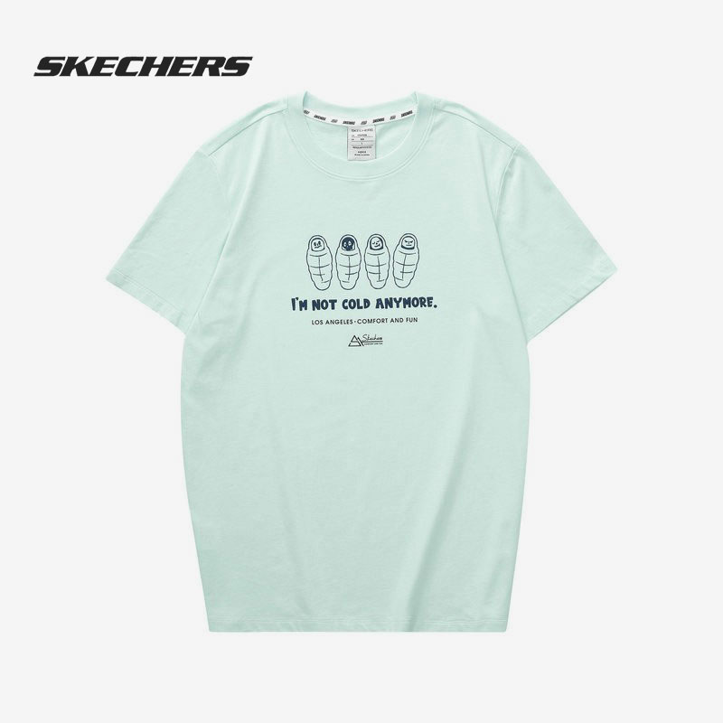 斯凯奇男子印花运动短袖T恤