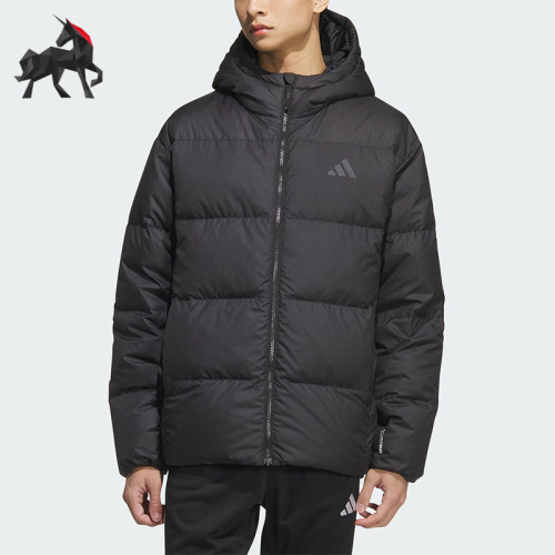 Adidas/阿迪达斯正品2025男士户外保暖连帽休闲轻便羽绒服KC2478