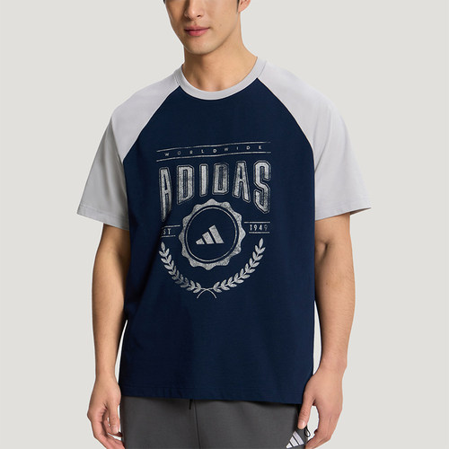 Adidas/阿迪达斯U RAGLAN TEE男女休闲针织印花宽松短袖T恤KX0519