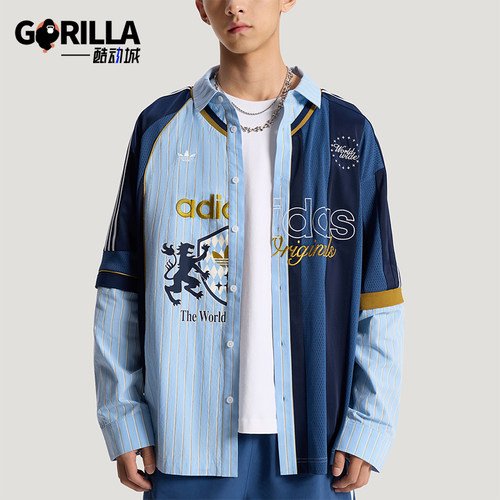 Adidas/阿迪达斯正品三叶草男士宽松梭织经典时尚长袖衬衫KY2153