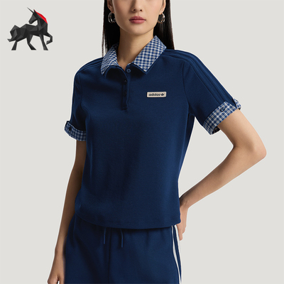 Adidas/阿迪达斯正品三叶草女士时尚柔软翻领短袖POLO衫KU9396