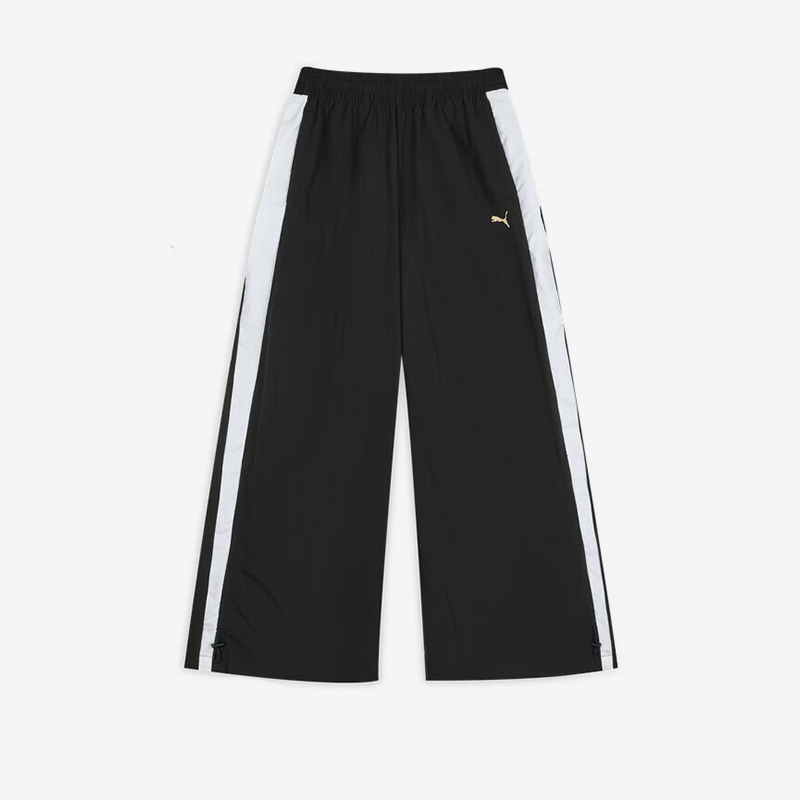 彪马女士阔腿运动拼接梭织长裤