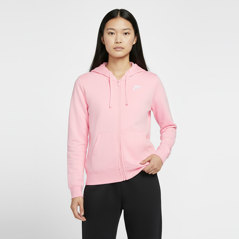 Nike/耐克正品新款女士全长拉链开襟薄绒连帽衫DQ5472-690