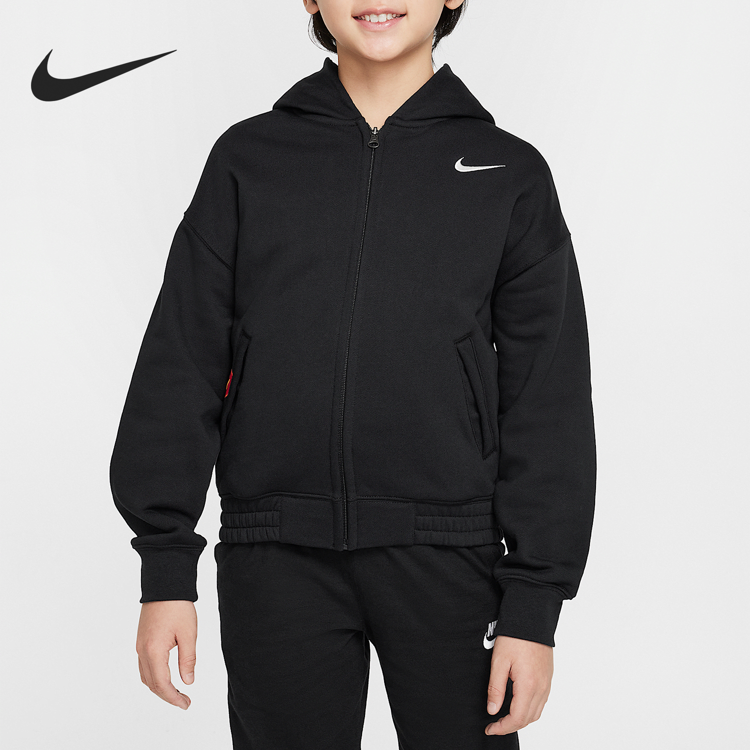 Nike/耐克正品新款大童全长拉链开襟加绒连帽卫衣IB5597-010