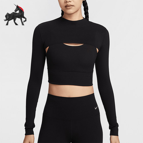 Nike/耐克正品Zenvy Dri-FIT女士时尚超短款上衣HJ1862-010