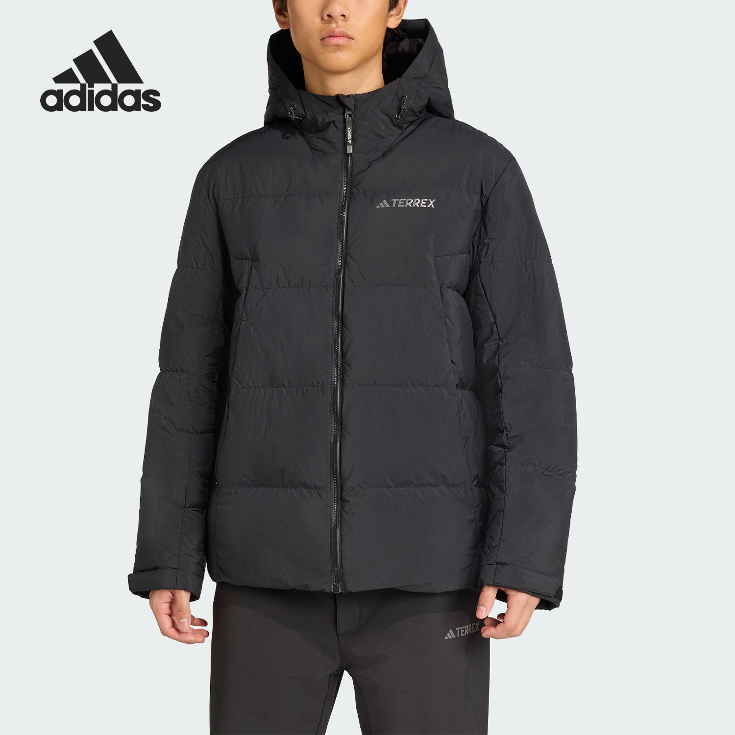 阿迪达斯男士连帽保暖运动羽绒服