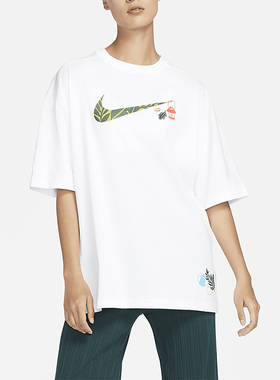 Nike/耐克正品新款女士宽松透气休闲印花运动短袖FN3711-100