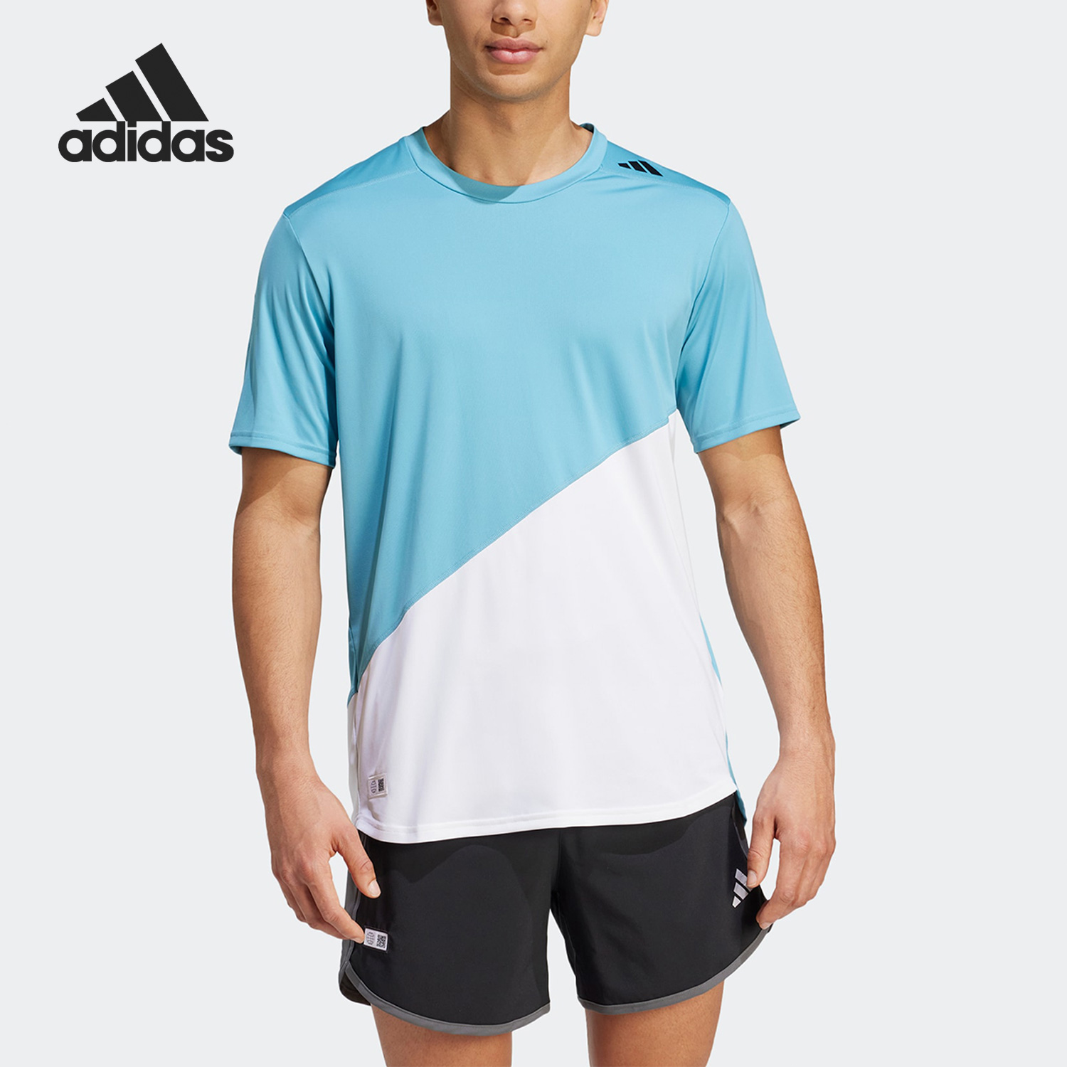 Adidas/阿迪达斯官方正品新款男子运动圆领休闲拼接短袖HN0799 运动服/休闲服装 运动T恤 原图主图