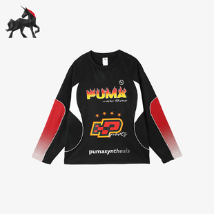 Puma/彪马正品LONGSLEEVE男女同款廓形拼接宽松印花长袖T恤