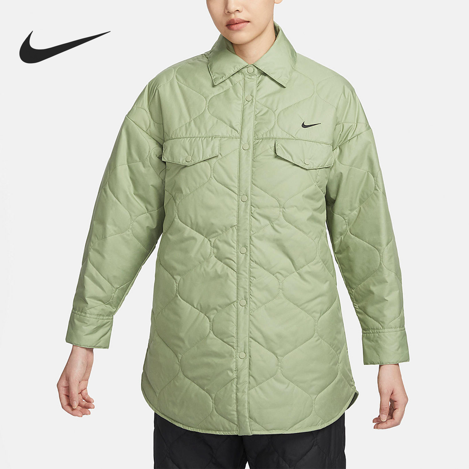 Nike/耐克官方正品Essential女士宽松保暖翻领休闲棉服FB8733-386