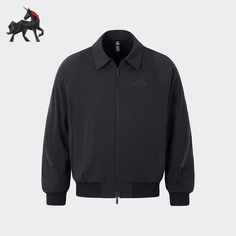 Adidas/阿迪达斯正品秋冬新款男士翻领拉链加绒外套JZ4192