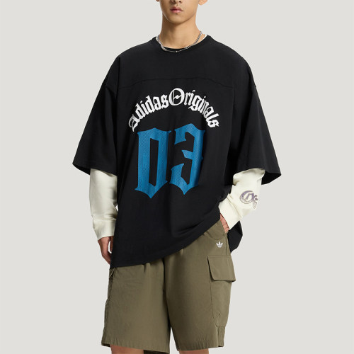 Adidas/阿迪达斯正品三叶草男士透气运动时尚字母短袖T恤KT3039