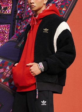 Adidas/阿迪达斯官方正品三叶草男女联名款新年连帽卫衣IX4217