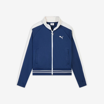 Puma/彪马正品T7新款女蓝白色拉链开合立领经典夹克外套638392-49