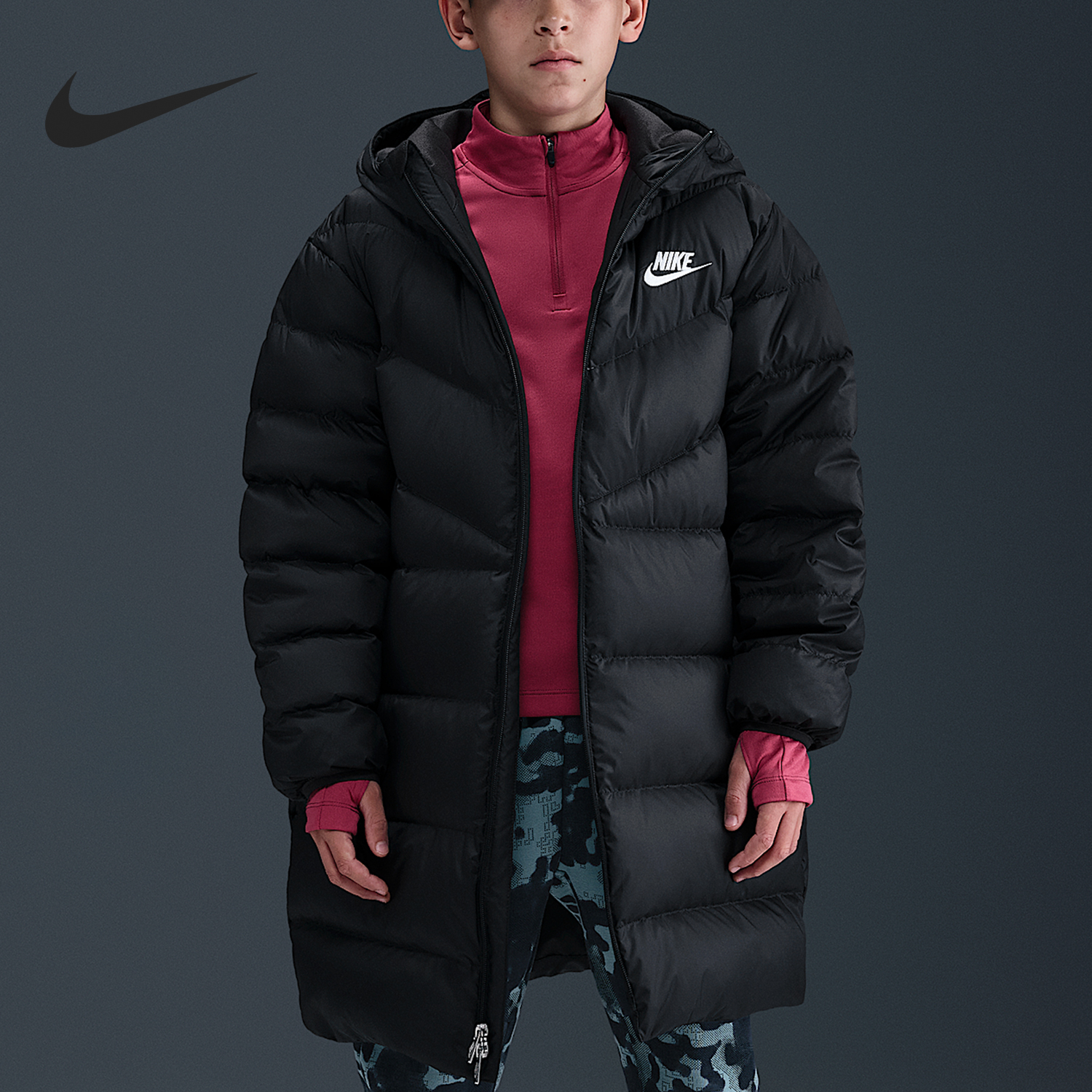 Nike/耐克正品Windrunner大童连帽柔软保暖羽绒服IQ3183-010
