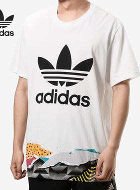 Adidas/阿迪达斯正品三叶草男子印花运动针织短袖T恤 BQ0924