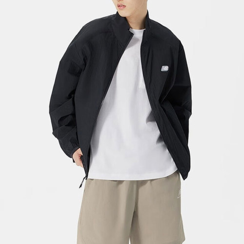 New Balance/NB正品男士透气长袖拉链立领夹克外套AMJ32371-BK