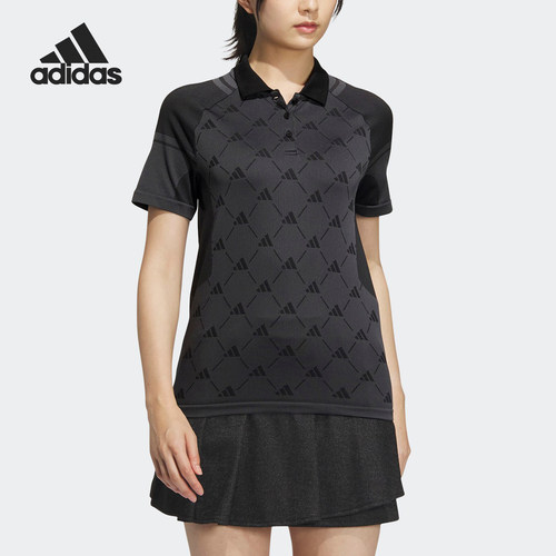 Adidas/阿迪达斯正品Primeknit新款女黑色经典短袖Polo衫HZ6121