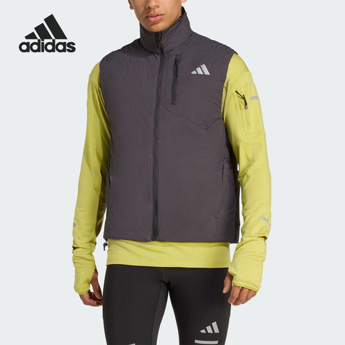 Adidas/阿迪达斯正品2025冬季男士立领保暖跑步运动棉马甲JM5715