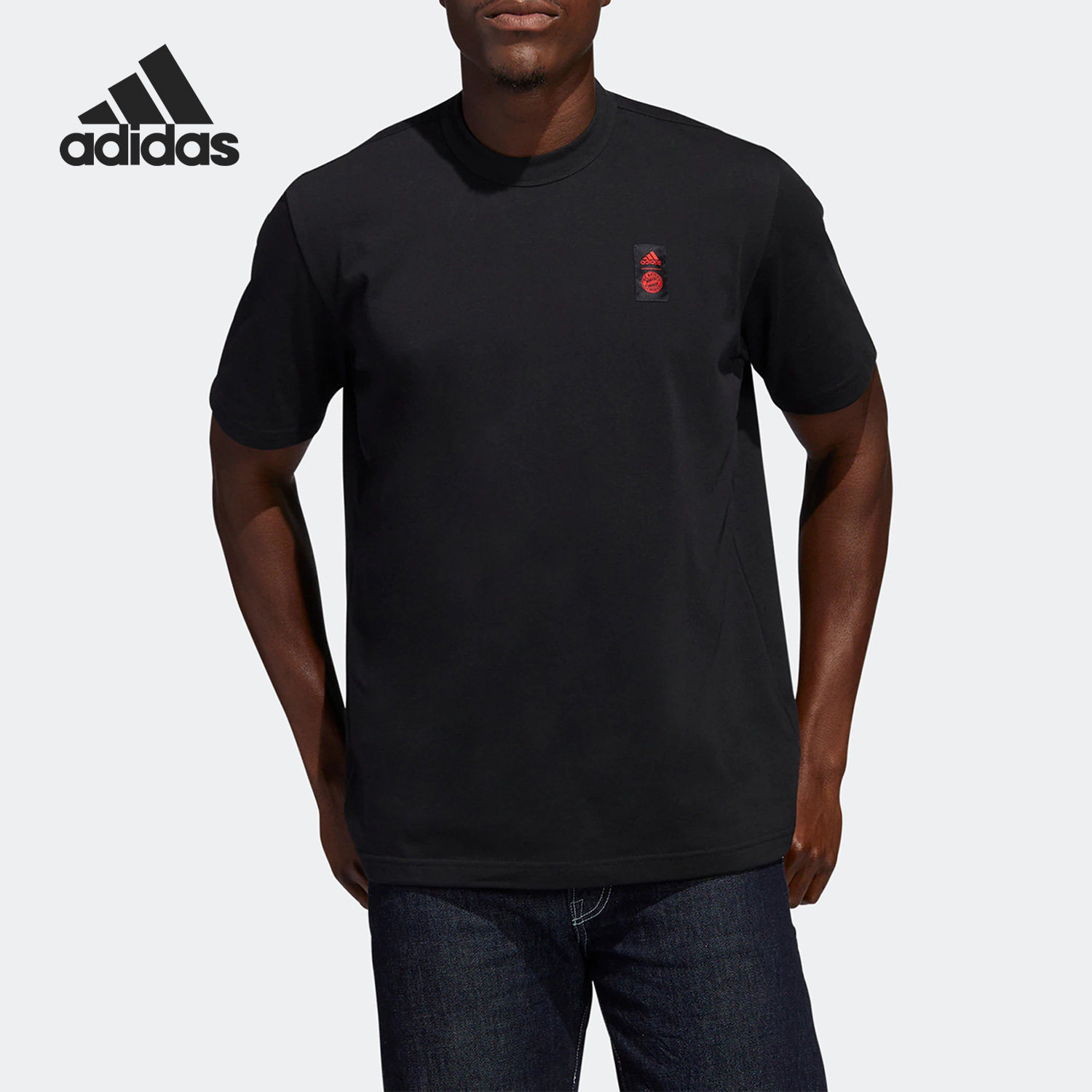 Adidas/阿迪达斯正品FCB LS HC TEE 拜仁足球男子运动短袖 HF1354
