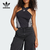 背心 Adidas 交叉肩带透气无袖 三叶草女士修身 JM9258 阿迪达斯正品
