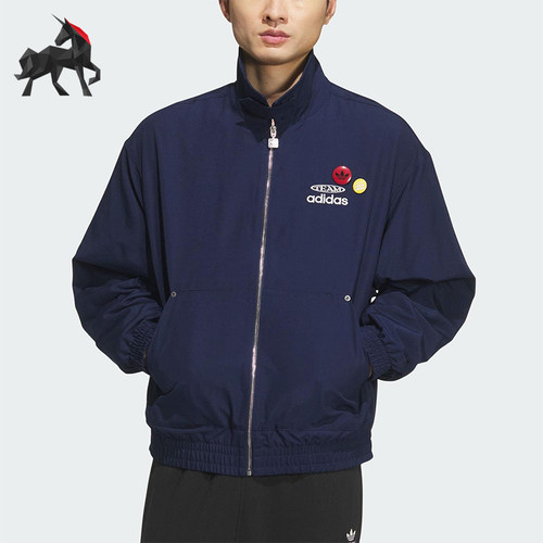 Adidas/阿迪达斯正品三叶草男士日常运动宽松翻领耐穿外套KC0135