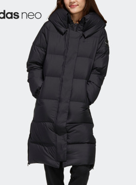 Adidas/阿迪达斯正品NEO女子中长款连帽运动保暖羽绒服EI4420