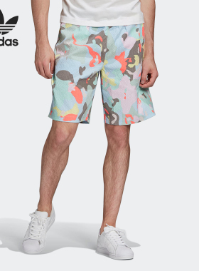 Adidas/阿迪达斯正品三叶草夏季男子印花休闲透气短裤FM2244