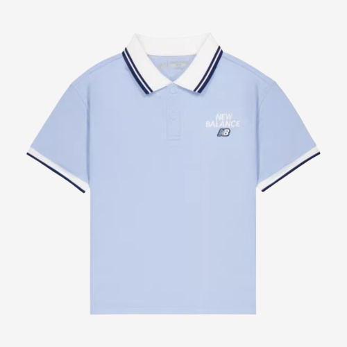 New Balance新百伦正品条纹短袖宽松儿童POLO衫ND7FG21063-BL