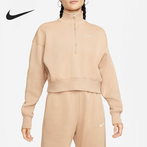 Nike/耐克正品冬季新款女子运动半拉链休闲卫衣DQ5768-200
