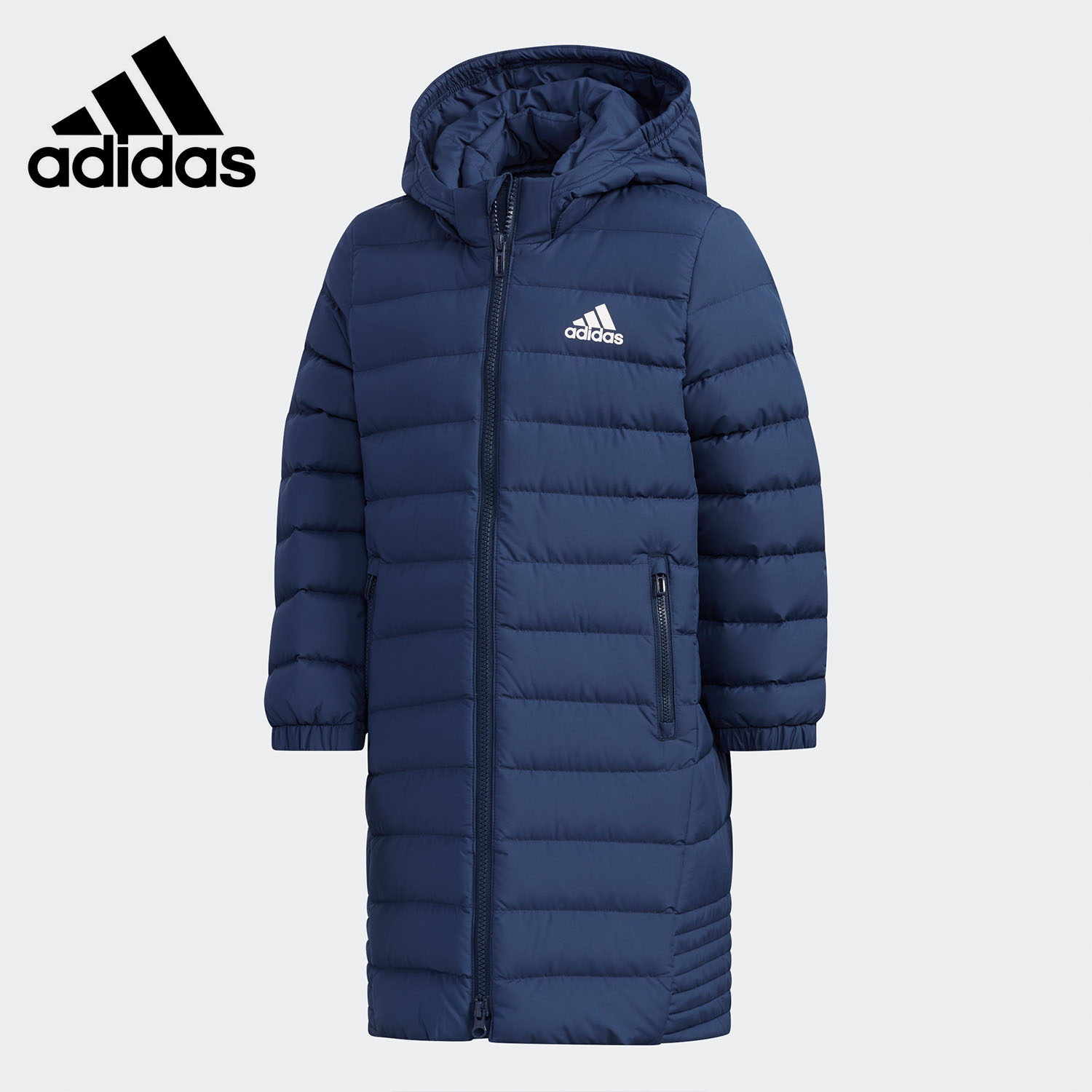 Adidas/阿迪达斯正品儿童长款保暖连帽运动羽绒服EH4147 EH4146