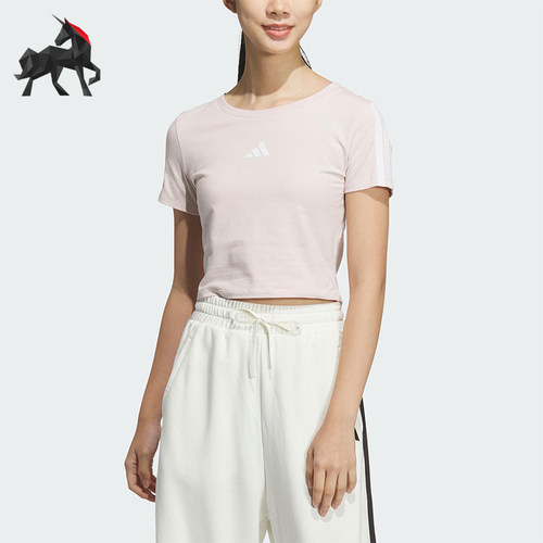 Adidas/阿迪达斯正品T-SHIRT女士修身透气经典针织套头T恤JZ2314