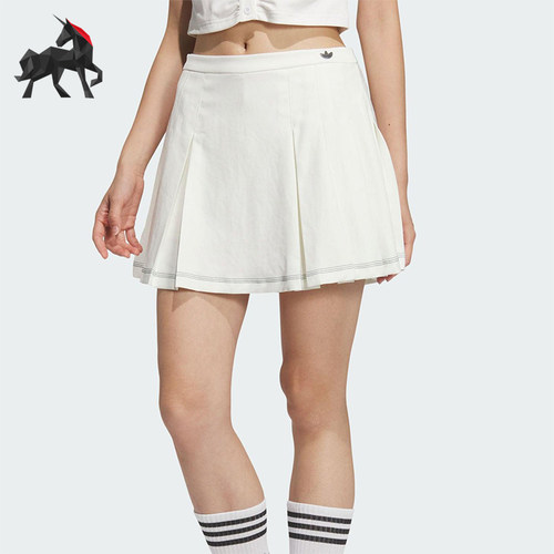 Adidas/阿迪达斯正品三叶草女士经典复古运动A字百褶短裙JM8016