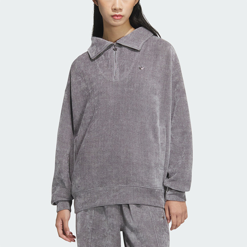 Adidas/阿迪达斯正品三叶草女士灯芯绒户外保暖卫衣JM8060