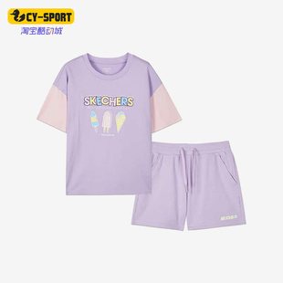 男女儿童针织运动套装 Skechers 新款 夏季 L222G141 斯凯奇正品