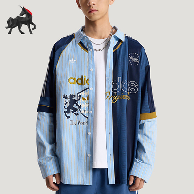 Adidas/阿迪达斯正品三叶草男士宽松梭织经典时尚长袖衬衫KY2153