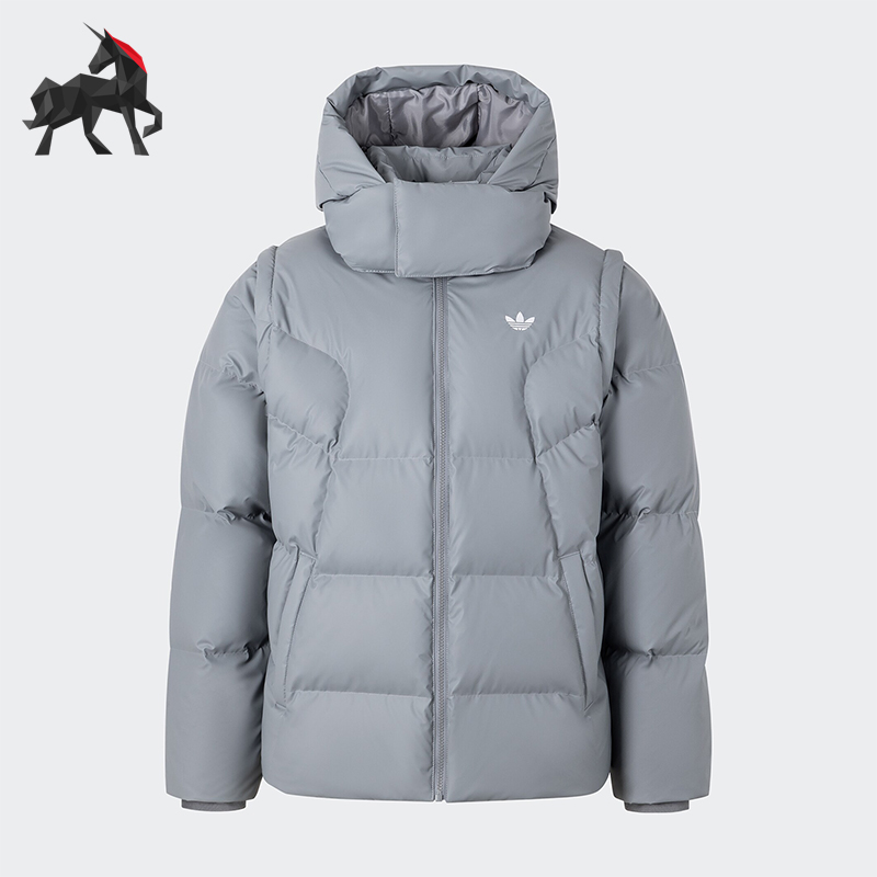 阿迪达斯男士可拆卸连帽羽绒服