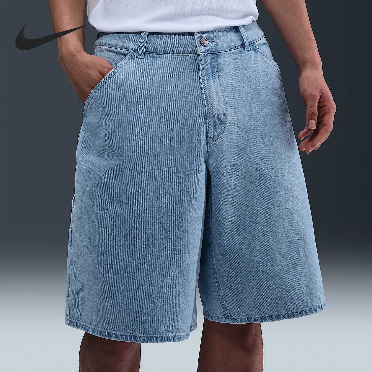 Nike/耐克官方正品2025夏季款男士牛仔布宽松工装短裤HJ2961-493