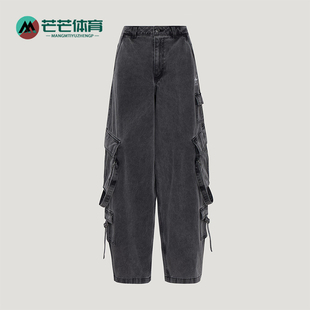 经典 Adidas 阿迪达斯正品 三叶草女士多口袋工装 KU9535 牛仔运动裤