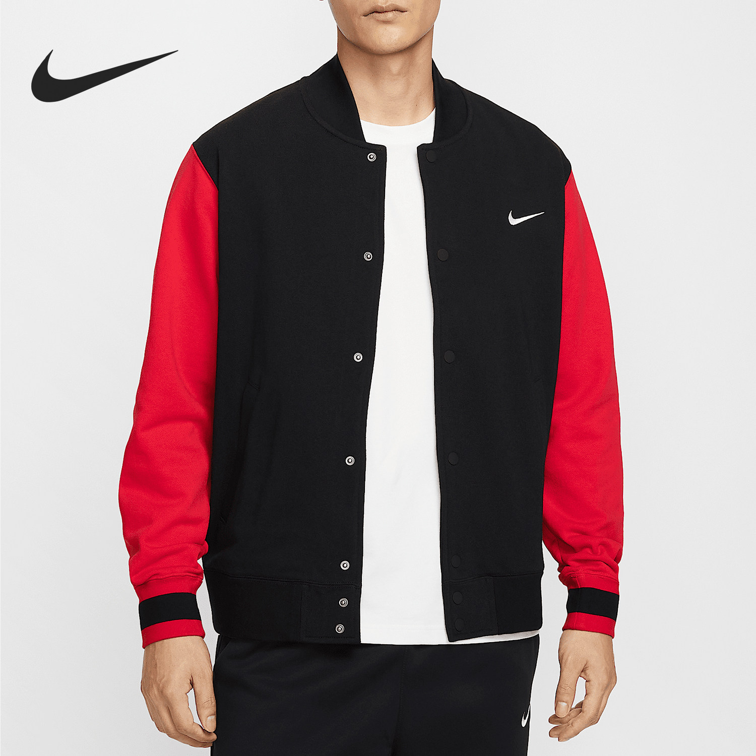 Nike/耐克官方正品当季新款男士针织薄绒运动拼接外套IB8766-010 - 实物图
