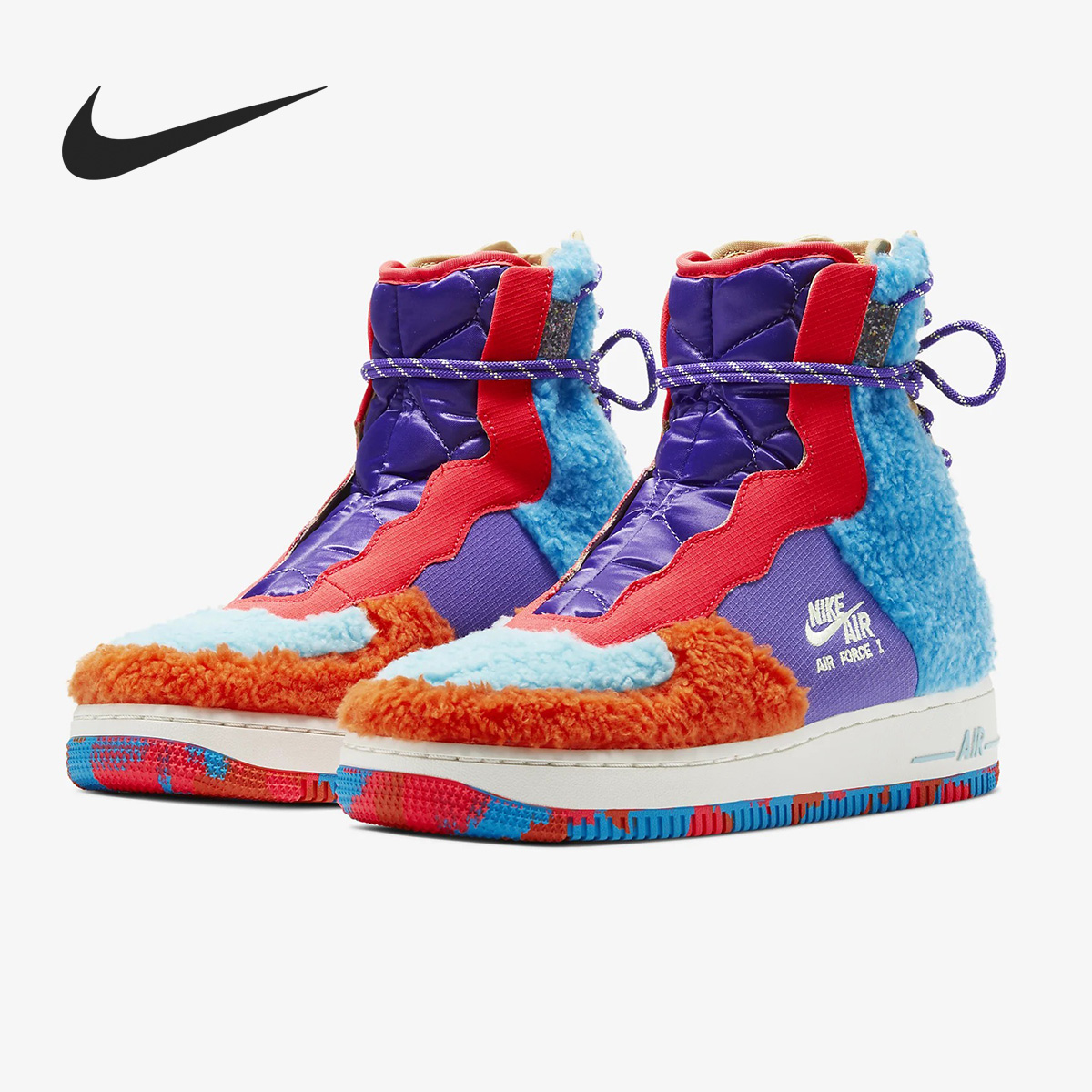 Nike/耐克正品 AF1 Rebel XX 女子彩毛绒高帮休闲板鞋 CQ7518