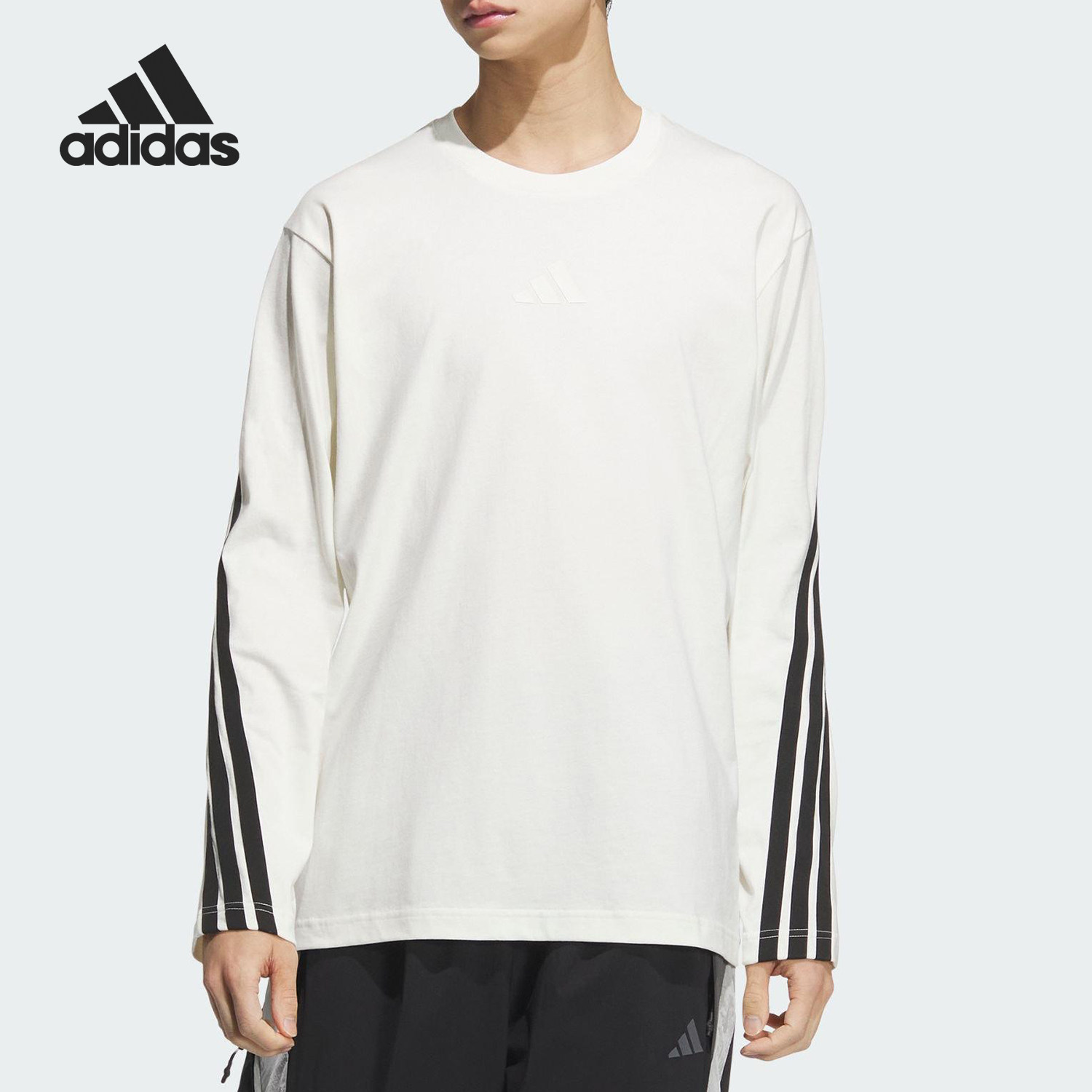 Adidas/阿迪达斯官方正品2025春款男士休闲圆领宽松针织T恤KC3889