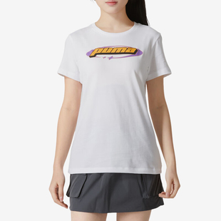 T恤630565 Puma 女士简约印花透气短袖 彪马官方正品 2024新款