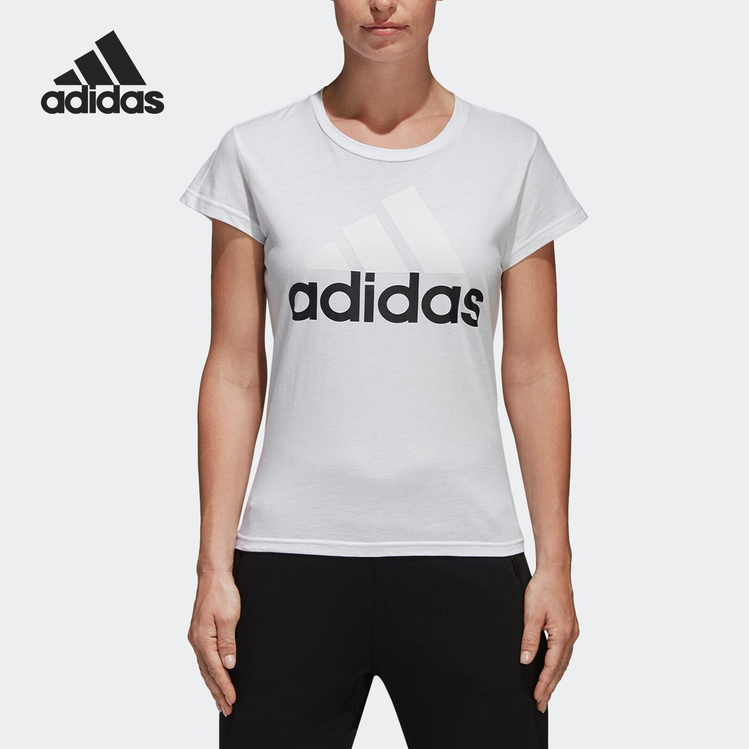 Adidas/阿迪达斯官方正品 女子大号logo休闲运动短袖T恤 S97214