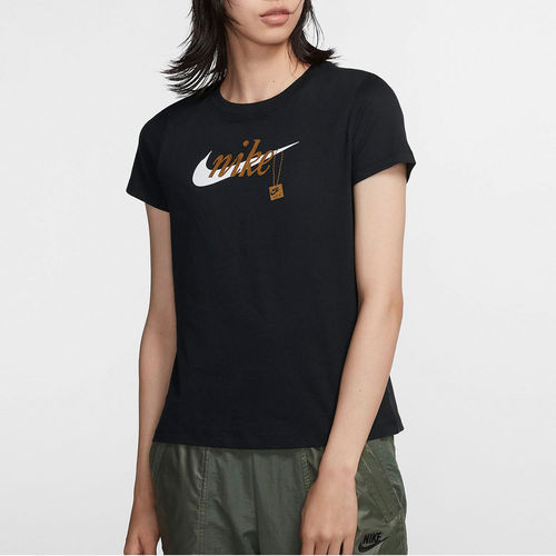 Nike/耐克正品女 夏新款黑白金色logo运动透气短袖T恤衫CJ7915