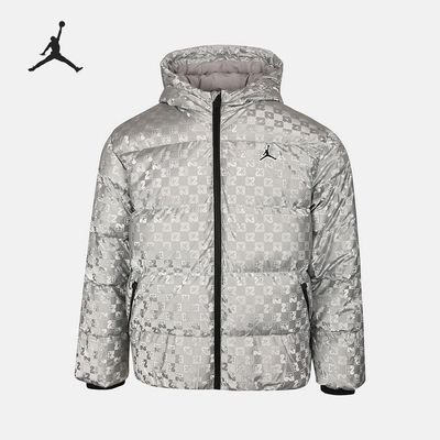 Nike/耐克正品JORDAN新款男女银灰色经典休闲短羽绒服IO6195-095