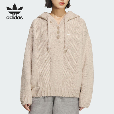 阿迪达斯女士针织连帽日常套头衫